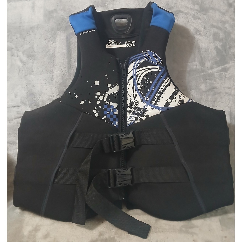 Stearns Mens XXL Neoprene Life Vest Black Blue Type III PFD USCG Approved  29-99